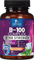 B Complex Vitamins with B1 B2 B3 B6 B12 C & Folic Acid, 60 Vegan Capsules for Energy, Brain & Immune Support