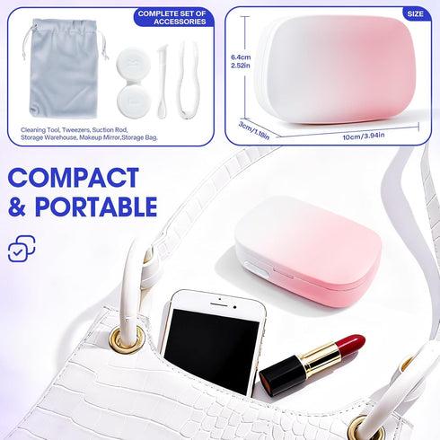 Portable Contact Lens Cleaner, ALLGLAM Automatic Ultrasonic Contact Lens Cleaner Machine with USB Charger, LED Timer