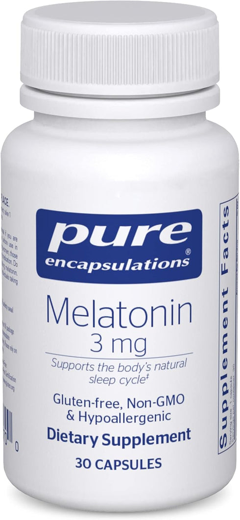Pure Encapsulations Melatonin 3 mg - Antioxidant Supplement for Natural Sleep Support, 30 Capsules