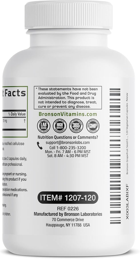 Immune 120 Bronson Grapefruit Seed Extract Citrus per Serving Paradisi Supports Health & Helps Maintain a Healthy