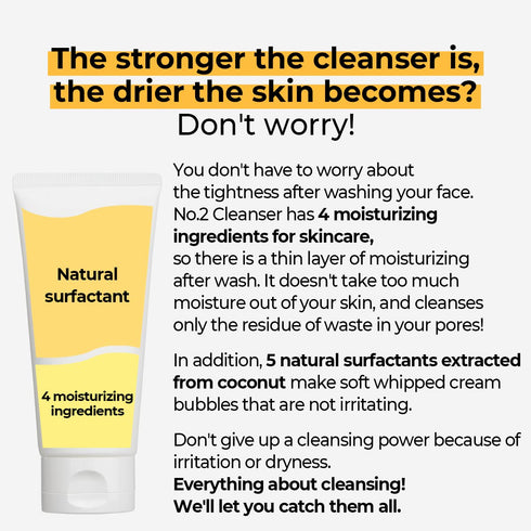 numbuzin No.2 Deep Clean Fresh Cream Cleanser, 4.05 fl oz, Rich Foam Face Wash with Natural Cleansing Ingredients