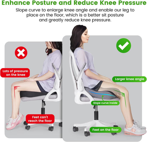 anzhixiu Wheelchair Seat Cushion, Deep U Relieve Sciatica, Back, Coccyx, Hemorrhoids Pain- Slope Curve Office Chair