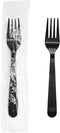 Party Essentials Individually Wrapped Black Plastic Utensil Sets, Heavy Duty Flatware Packs, 100 Sets