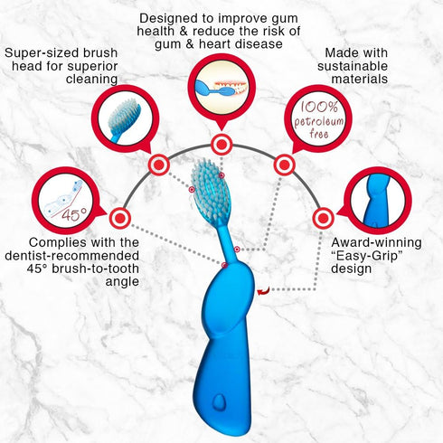 RADIUS Original Left Hand Toothbrush, Soft Bristles, Sustainable Materials (Colors May Vary)