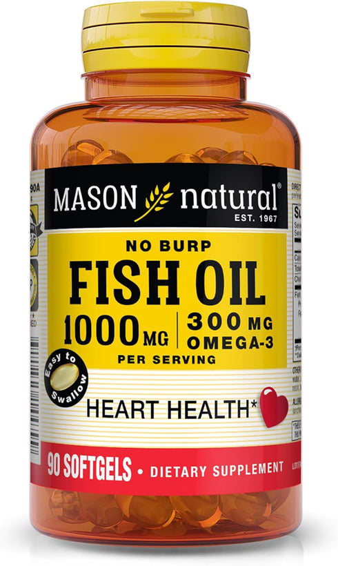 MASON NATURAL Omega-3 Fish Oil, 1000mg with EPA and DHA for Joint Support, 90 Softgels (Pack of 1)