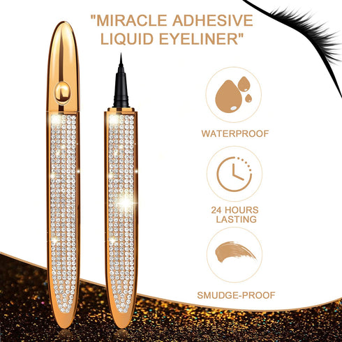 Liquid Eyeliner Pen Waterproof, Magic Self-adhesive Long-Lasting Eyelash Glue Pen, Quick Drying Magnetic Eye Liner