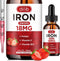 Liquid Iron Supplement for Women & Men, Iron Drops for Anemia with Folate, Vitamin C, B12, Strawberry, 2 Fl Oz