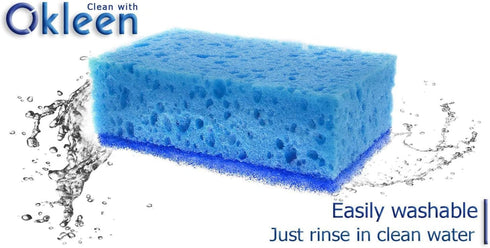 Blue Multi Use Scrub Sponge, 18 Pack, Heavy Duty Non Scratch Fiber, Made in Europe, Odorless
