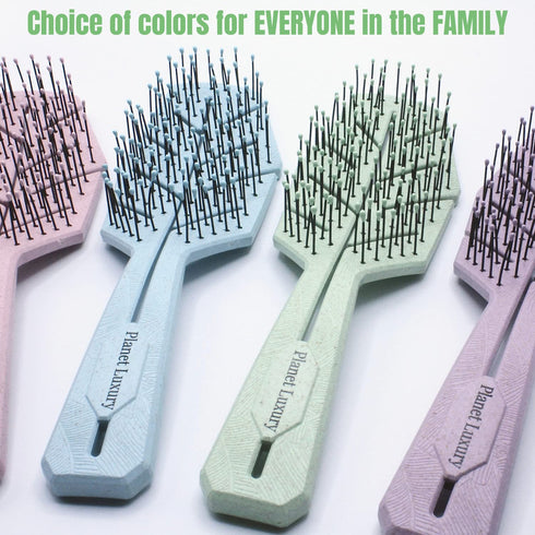 Eco-Friendly Hair Brush with Extra Soft Bristles, Vented Detangler for Wet and Dry Hair, Sky Color