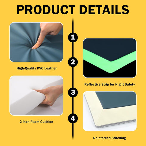 MABOZOO 66"x24"x2" Fall Mat for Elderly with Glow-in-The-Dark Strips, PU Leather Fall Mattress with Beveled Edge