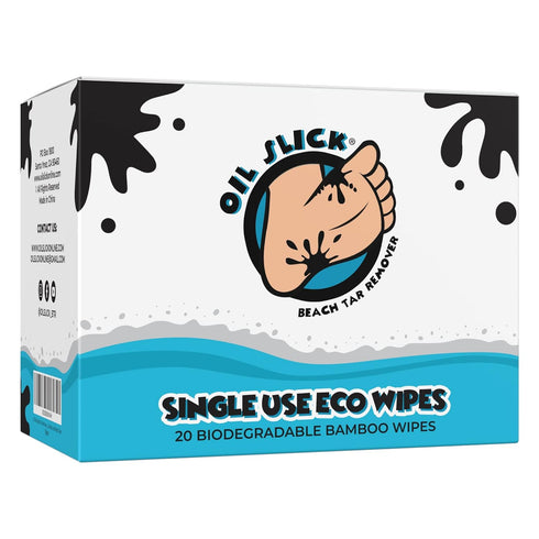 Beach Tar Remover Travel Wipes 20ct | Non Toxic, Eco-Friendly | Safe on Skin | Easy for Kids Feet, Works on Gear