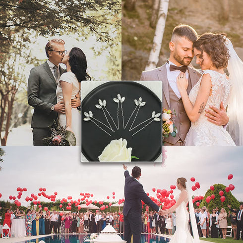 Wedding Hair Pins for Bride - 5PCS Silver with Rhinestone Hair Accessories