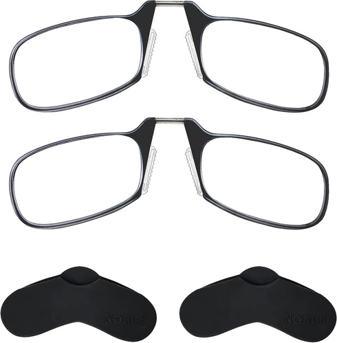 Noble Ultra Slim and Flat Reading Glasses (2 Pairs) with Enhanced Comfort Nose Rest, Armless Pocket Size Readers,