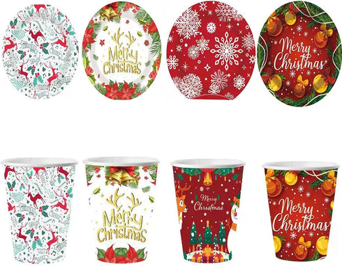LNwnmyyg 40 Pack 9 oz 40 cups,40 Christmas Disposable Cups Christmas Paper Cups Party Supplies Drinking Paper Cups
