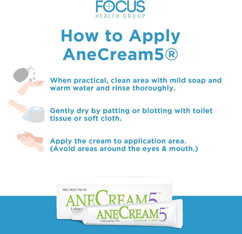 AneCream5-5% Lidocaine Numbing Cream, Maximum OTC Strength, Medical Grade Topical Anesthetic Pain Numbing Cream,