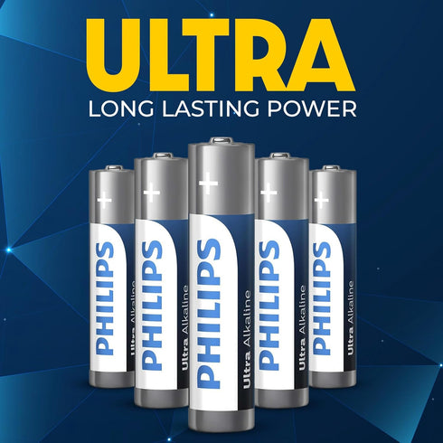 Philips 12 Pack, 1.5v 10-Year 129% AAA Batteries Ultra Alkaline Triple A. Batteries, Shelf Life, Ultimate Long-Lasting
