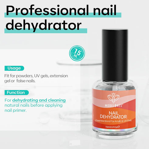 modelones Nail Dehydrator, 15 ml Acid Free Nail Prep Dehydrator for Press Ons/Acrylic Nails