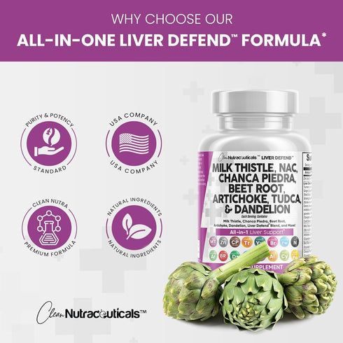 Milk Thistle 3000mg, NAC, Chanca Piedra, Beet Root, Artichoke, Dandelion Root - Liver Cleanse Detox Supplement
