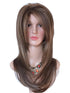 Long Layered Balayage Wig in Light Brown with Blonde Highlights, Synthetic Hair for White Women