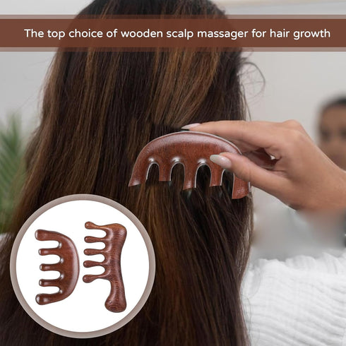 hinbkenla 2 Pcs Wooden Scalp Massager,Loc Comb,Loc Brush for Dreads,Massage Comb,Wooden Massage Comb,Natural Sandalwood