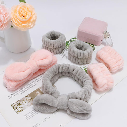 6 Pack Spa Headband and Wrist Washband Set for Washing Face, Makeup Headband & Wristbands for Skincare