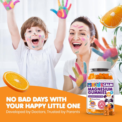 DR. MORITZ Sugar-Free Calm Magnesium Gummies for Kids and Adults, 60 Count, Orange Flavor