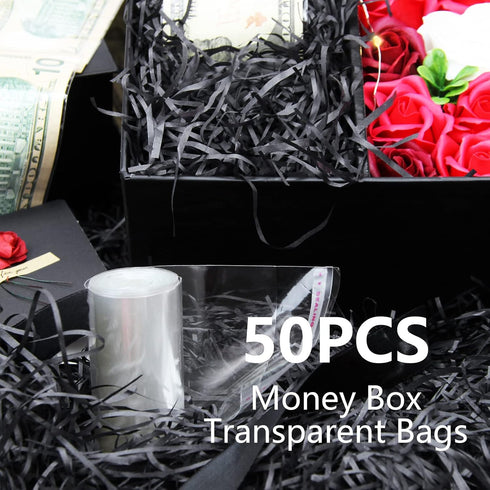 SDALU Money Pull Box for Cash Gift - Luxury Money Pull Out Flower Gift Box with Lid Flower and Ribbon, Unique Birthday