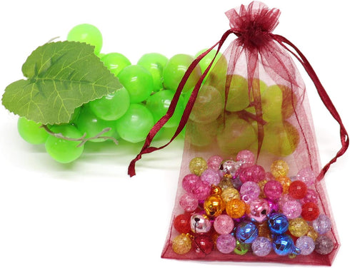 50pcs Drawstring Organza Jewelry Candy Pouch - Christmas Wedding Party Favor Gift Bags (3.5x4.5, Mixed Color)