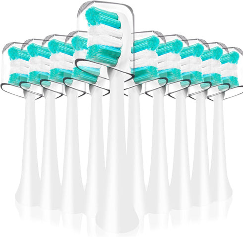 Replacement Toothbrush Heads for AquaSonic Black Series Vibe Series, Curved Design with Nylon Bristle (White)