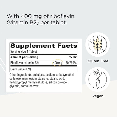 Integrative Therapeutics Riboflavin - Cellular Energy and Red Blood Cell Production Support* - Vitamin B2 Supplement - High Potency - 30 400 mg Tablets