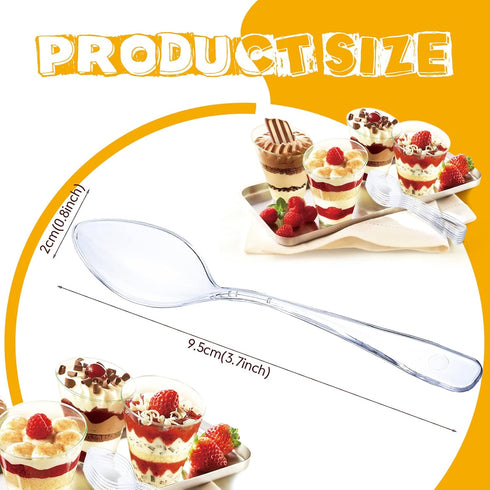 500 Pcs Clear Mini Spoons for Desserts Small Plastic Tasting Spoon Tiny Disposable Spoons Plastic Serving Utensils Bulk for Sample, Ice Cream, Appetizer, 3.7 x 0.8 Inch