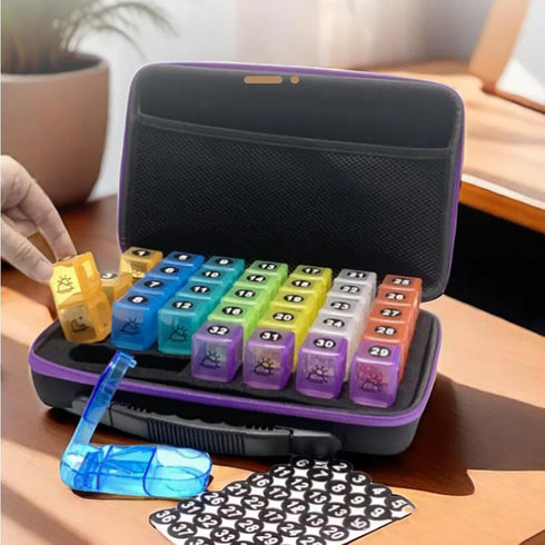 Nuytghr Medicine Pill Organizer, Monthly Tablet Box Travel Case, Weekly Holder, Supplement Dispenser with Numbered Lids