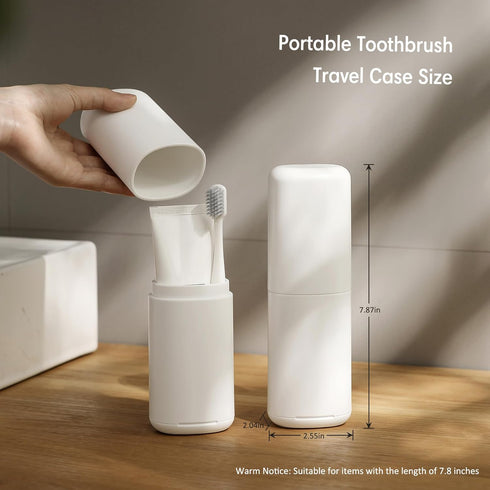 Travel Toothbrush Case, Portable Tooth Brush Holder with Mouthwash Cup, Compact Organizer for Traveling/Camping/School