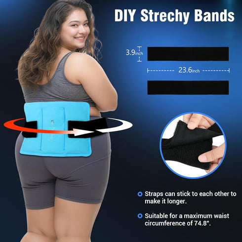 Comfytemp Wearable Ice Pack for Injuries - Reusable Gel Cold Bag with 2 Straps, 10.5" x 14.5" for Pain Relief