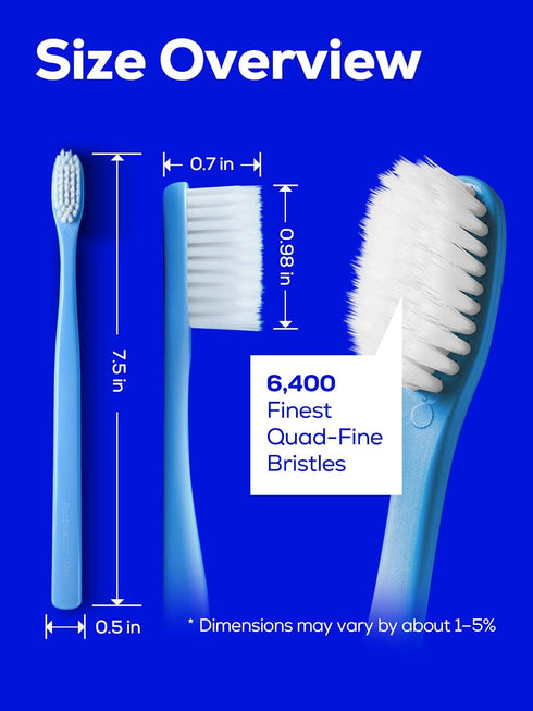 Soft Toothbrush Pack, 10 Count - Advanced Quad-fine Bristles Technology, Tapered Bristles for Sensitive Teeth, Gums &