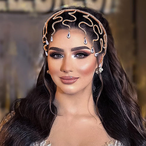 NAISKA Rhinestone Headband Wedding Tiara, Crystal Headpiece Bridal Hair Accessories for Women
