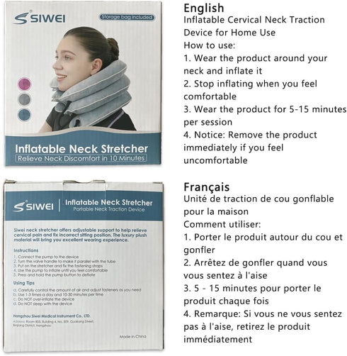 Cervical Neck Traction Device for Neck Pain Relief, Inflatable Neck Stretcher Traction Collar for Neck Decompression,