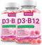 Wiszeen Vitamin D3 B12 Gummies, Vitamin D3 10000 IU & Methylated B12 500mcg
