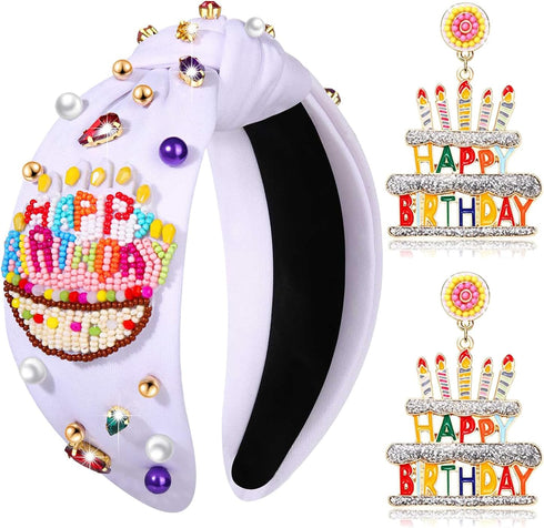 NVENF Birthday Headband for Women, Beaded It’s My Birthday Crown with Rhinestone Crystal Pink Knotted