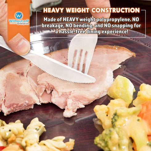 BULK HEAVY WEIGHT Cutlery, Individually Wrapped White Plastic Knife, Spoon, Fork Pack with Napkin and Salt & Pepper