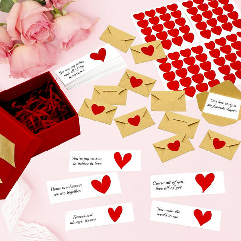 Rtisaeu 60 Mini Blank Love Notes and Envelopes for Him, Her, Wife, Husband, Mini Envelopes With Blank Cards, Tiny