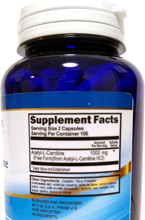 L-Carnitine 200 Capsules, 500mg per Capsule