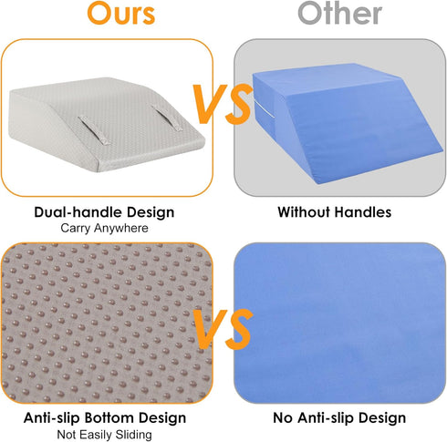Leg Elevation Pillows for Sleeping, Memory Foam Wedge Pillow for Legs, Non-Slip Base, Removable Cover for Back Pain (10