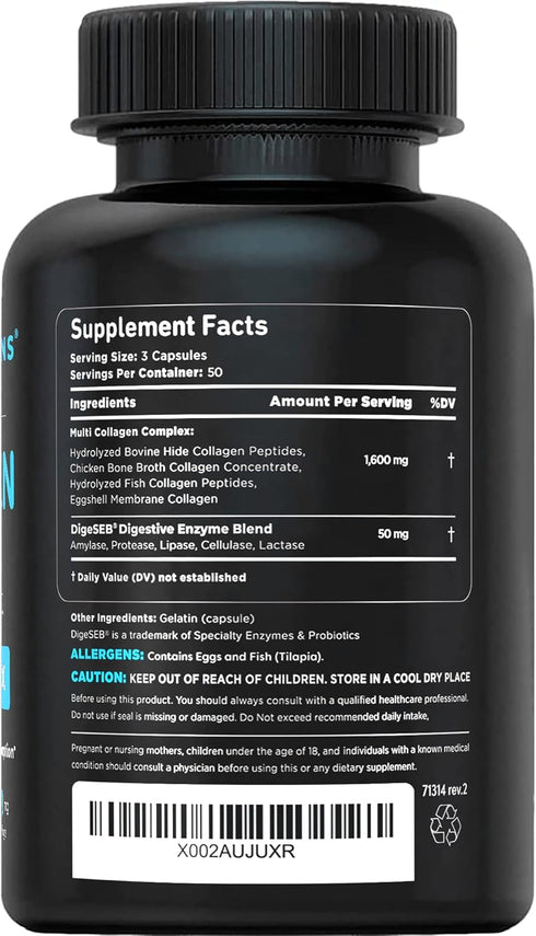 Vital Vitamins Collagen for Women & Men (2 Pack) - Multi Collagen Pills Type I, II, III, V, X - 300 Capsules