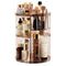 Rotating Makeup Organizer for Countertop, DIY Adjustable Trays Spinning Skincare Organizers with Brush Holder
