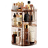 Rotating Makeup Organizer for Countertop, DIY Adjustable Trays Spinning Skincare Organizers with Brush Holder