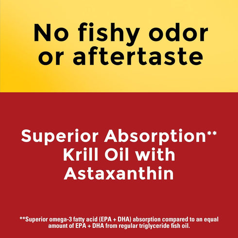 Nature Made Krill Oil 500mg, Superior Absorption with Astaxanthin, Omega 3s for Heart Health, 100 Softgels