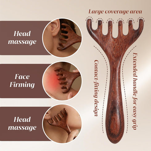 Skrfren 2 Pcs Wooden Scalp Massage Comb Wooden Scalp Massage Tool Head Massager Scalps Head Massager Gua Sha Brush