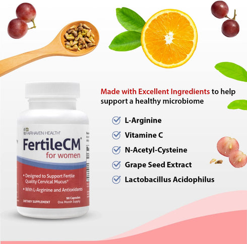 Fairhaven Health FertileCM Fertility Supplement for Women - 90 Capsules for Fertile Cervical Mucus & Ovulation Cycle