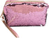 Magic Sequin Travel Cosmetic Bags - Reversible Glitter Makeup Organizer Bag for Women (Pink)